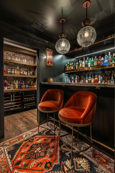 Vintage Bar Aesthetic Dark, Prohibition Bar Decor, Small Whiskey Room, Speakeasy Color Palette, Club Room Interior Design, Dive Bar Ideas, 20s Speakeasy Aesthetic, 1920s Bar Aesthetic, Speak Easy Design Inspiration