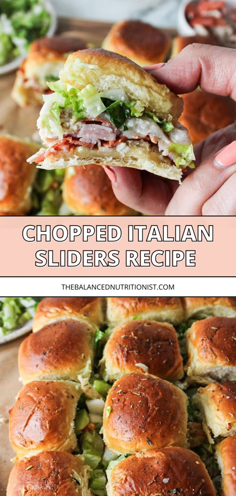 Make these hot Italian grinder sandwich sliders using Hawaiian rolls for a perfect bite-sized treat. Filled with chopped ham and turkey, melty cheese, and a homemade salad dressing, these Italian slider sandwiches are a delicious twist on the classic Italian sub. Italian Grinder Sliders, Hawian Roll Sandwiches, Grinder Sliders, Italian Grinder Sandwich, Grinder Sandwiches, Easy Vinaigrette, Hawaiian Roll Sandwiches, Italian Sliders, Italian Grinder