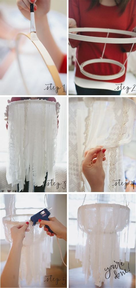 25 Teenage Girl Room Decor Ideas - A Little Craft In Your DayA Little Craft In Your Day- Wow! Who knew. Cute boho chic look. Chandelier Diy, Fabric Chandelier, Teenage Girl Room, Styl Shabby Chic, Diy Lampe, Shabby Chic Stil, Estilo Shabby Chic