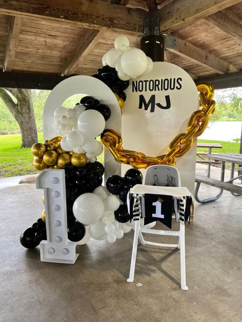 Notorious One Backdrop, The Notorious One Birthday Party Decor, First Birthday The Big One, Notorious Big One Birthday, Little Man Birthday Party Ideas, Notorious One Birthday, The Big One Birthday, Notorious One, One Birthday Banner