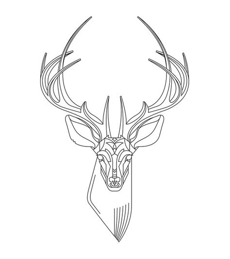 Deer Stag Tattoo Design, Geometric Deer Head, Deer Head Tattoo, Antler Tattoo, Beer Tattoos, Aalto University, Stag Tattoo, Stag Design, Deer Illustration