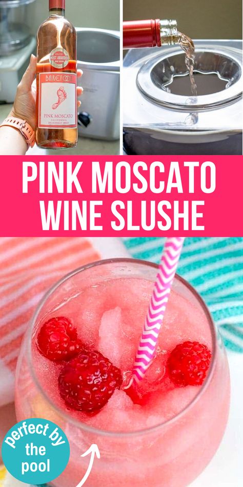 Homemade Wine Slushies, Moscato Wine Slushie, Wine Slushies Recipe Easy, Drinks With Moscato Wine, Wine Slushies Recipe How To Make, Frozen Drinks Alcohol Slushies, Alcohol Slushies Recipes, Frozen Wine Slushies, Booze Slushies