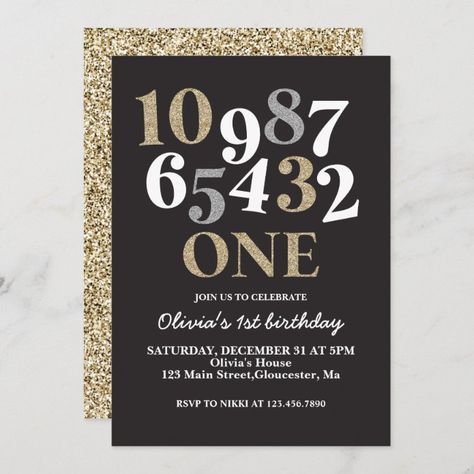 New Years Eve Countdown First Birthday Invitation - tap/click to get yours right now! #new #years, #year #baby, #countdown, New Years One Year Old Birthday, Baby Boy New Years Birthday, Countdown To One Birthday Theme, New Years Eve 1st Birthday Party, Nye 1st Birthday Party, New Year’s Eve First Birthday, New Years First Birthday Party, New Years Eve Countdown, New Years Eve Birthday Party