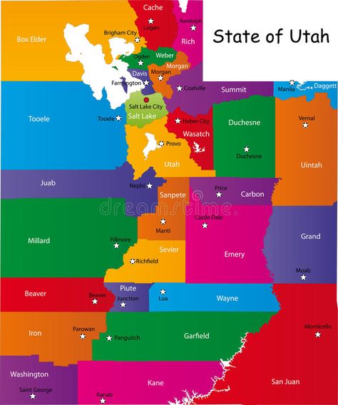 State of Utah. Map of Utah state designed in illustration with the counties and #Sponsored , #ADVERTISEMENT, #AD, #Utah, #illustration, #counties, #Map Utah Illustration, Utah Map, Box Elder, Utah State, County Map, Utah Travel, 3d Shapes, Map Vector, Abstract 3d