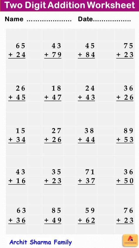 2 Digit Addition Worksheet Two Digit Addition, Worksheet For Class 2, Math Multiplication Worksheets, 2 Digit Addition, Kindergarten Math Worksheets Addition, Addition Worksheet, Math Addition Worksheets, 3rd Grade Math Worksheets, Math Sheets