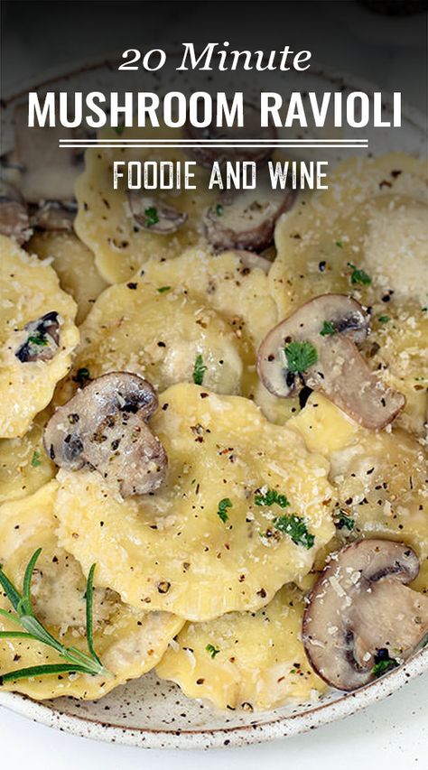 Cheese Ravioli With Mushrooms, Sauce For Mushroom Ravioli, Rana Ravioli, Mushroom Sauce Pasta, Mushroom Ravioli Sauce, Butternut Squash Ravioli Recipe, Squash Ravioli Recipe, Autumn Pasta, Ravioli Sauce Recipe