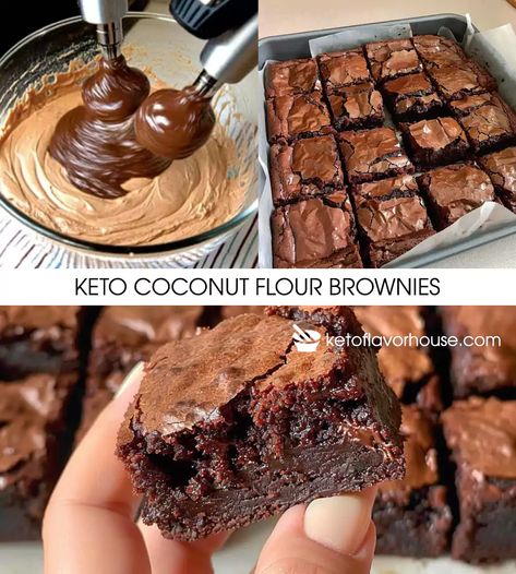 Keto Coconut Flour Brownies Keto Brownie Cookie Recipe, Keto Fudge Brownies, Fast And Easy Keto Desserts, No Bake Coconut Flour Recipes, Keto Buckeye Brownies, Keto Recipes Using Coconut Flour, Keto Deserts Recipes Low Carb, Carnivore Brownies, Keto Brownies Easy