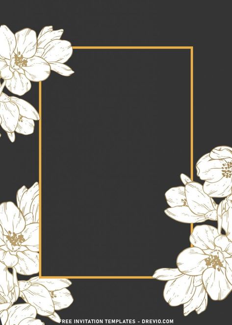 Black Fon, White And Gold Birthday, Template Undangan, Fashion Invitation, Happy Birthday Invitation Card, Invitation Card Party, Gold Wallpaper Background, Bond Paper Design, Floral Cards Design