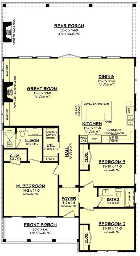 New Modern Farmhouse Plans - Houseplans Blog - Houseplans.com 3 Bed 2 Bath Budget Floor Plan 1000 Sq Ft, Lake House Plans Open Floor, Small Lake House Plans, Cozy Cottage House, 1200 Sq Ft House, Small Lake Houses, 1500 Sq Ft House, Southern Style House Plans, Three Bedroom House Plan