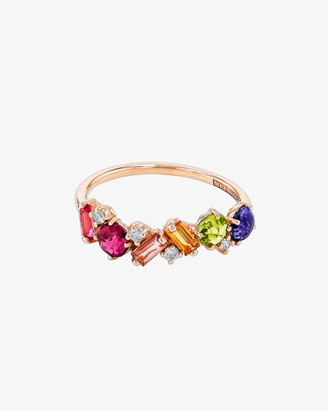 Amalfi Blend Rainbow Half Band – SUZANNE KALAN® Bright Engagement Rings, Colorful Engagement Rings, Unique Wedding Jewelry, Colorful Gemstones, Stack Rings, Diamond Top, Rainbow Gemstones, Colored Engagement Rings, Gems Bracelet