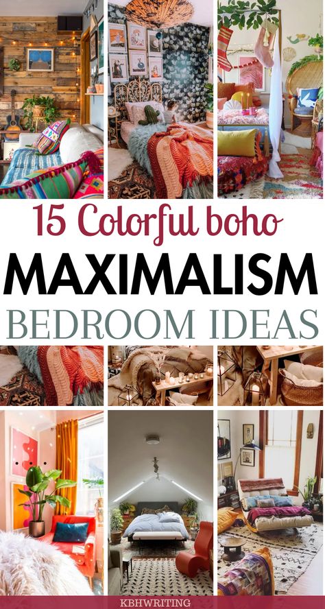 Express your unique style with these Boho Maximalism bedroom ideas. From eclectic patterns to bold colors, explore ways to transform your bedroom into a haven of maximalist charm. Dive into the world of Boho Maximalism and infuse your personal space with a burst of personality and artistic flair. #BohoMaximalism #BohoMaximalismBedroom #MaximalismBedroom Boho Maximalism Bedroom, Bohemian Maximalist Decor, Maximalism Bedroom, Maximalist Decor Bedroom, Boho Maximalism, Boho Hippie Home, Colorful Boho Bedroom, Boho Bedroom Decor Ideas, Eclectic Decor Bedroom