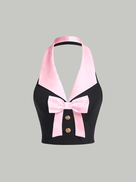 Womens Halter Tops, Women Tank Tops, Really Cute Outfits, Kawaii Clothes, Black And Pink, Stage Outfits, Character Outfits, Dream Clothes, Cute Tops