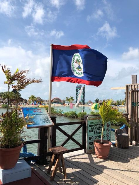 Belize 🇧🇿 Flag Belize Culture Aesthetic, Belize Aesthetic, Belize Culture, Caribbean Gyal, Belizean Flag, Kay Core, Belize Trip, Caribbean Girl, Belize Flag