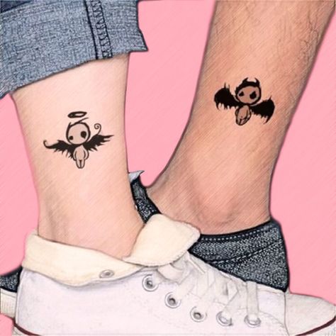 25 Romantic Matching Couple Tattoos Ideas for your beauty - Page 6 of 25 - ShowmyBeauty Bff Skull Tattoos, Corresponding Couple Tattoos, Emo Couples Tattoos, Fun Matching Tattoos Couples, Couples Gothic Tattoos, Matching Tattoos Skeleton, Skull Couples Tattoo, Matching Tattoos Couples Emo, Matching Tattoos For Bf And Gf