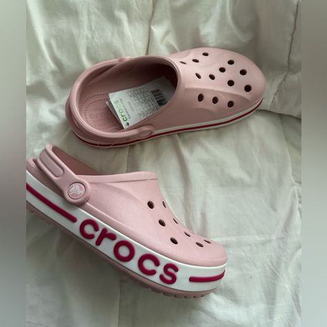 New Crocs Women's Bayaband Shoes Men’s 5/Women’s 7, Pinks Bayaband Crocs, Red Crocs, New Crocs, Crocs Pink, Pink Crocs, Crocs Fashion, Clog Shoes, Pink Men, Women's Crocs