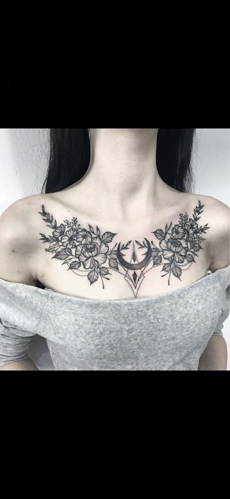 Chest Tattoo Drawings, Henna Ink, Chest Tattoos, Chest Tattoos For Women, Collar Bone Tattoo, Chest Tattoo, Creative Tattoos, Body Mods, Unique Tattoos