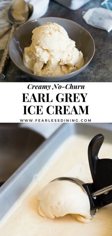 You will love this creamy Earl Grey infused no-churn ice cream. No-churn ice cream is easy and tasted delicious. Toss the ingredients into a Vitamix or blender. It is that easy! Earl Grey ice cream is a delicious summer treat. Recipe at www.fearlessdining.com Homemade Ice Cream Blender, Earl Gray Ice Cream, Ninja Blender Ice Cream Recipes, Earl Grey Recipes, Vitamix Ice Cream Recipes, Tea Ice Cream Recipe, Vitamix Ice Cream, Grey Ice Cream, Earl Grey Ice Cream