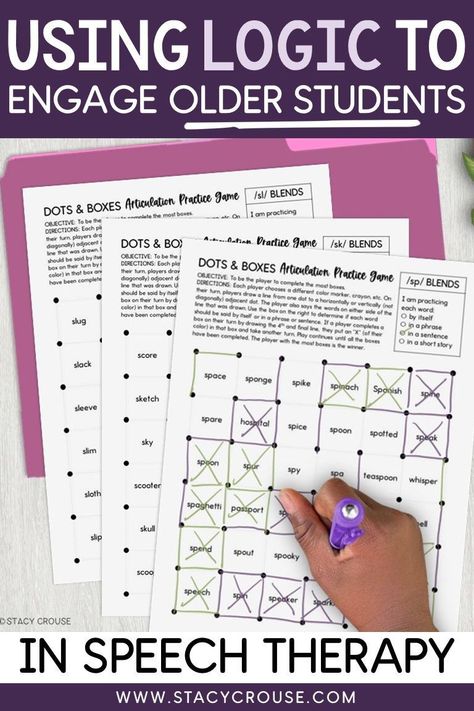 Vocabulary Activities Middle School, Games For Middle Schoolers, Middle School Vocabulary, High School Speech Therapy, Dots And Boxes, Slp Materials, School Speech Therapy, Language Therapy Activities, Speech Language Activities