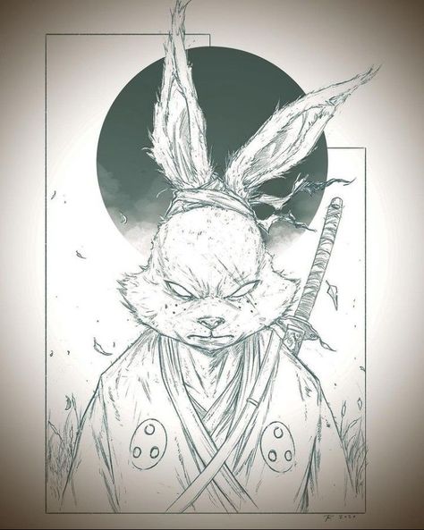 Comic Art Sketch, Usagi Yojimbo, Quality Tattoo, Cartoon Character Tattoos, Digital Sketch, Best Anime Drawings, 얼굴 그리기, Anime Canvas Art, White Bunny