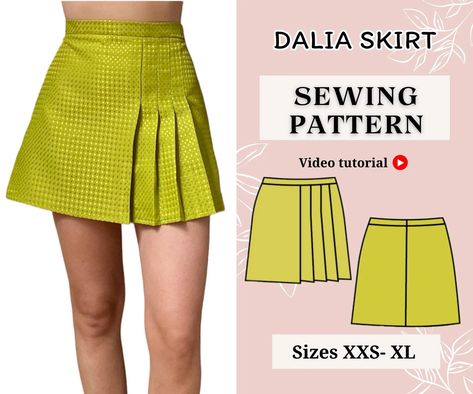 Skirt PDF Pattern Video Tutorial Size XXS-XL Skirt Pattern Sewing Pattern Pdf Sewing Pattern Mini Skirt Sewing Tutorial - Etsy Australia Two Piece Pattern Sewing, Corset Skirt Pattern, Mini Skirt Pattern Sewing, Mini Skirt Sewing, Skirt Sewing Tutorial, Patterns Skirt, A Line Skirt Pattern, Tank Top Sewing Pattern, Sewing Patterns Skirt