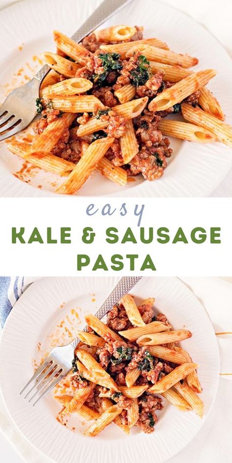 Easy Italian Sausage Penne Pasta - tender penne pasta, Italian sausage all in a light yet rich creamy tomato sauce. #pasta #familydinner #easy #favoritedinner #Italian #penne #sausage #easymealrecipe #easymealidea Italian Sausage Kale Pasta, Italian Sausage Penne Pasta, Pasta Italian Sausage, Sausage Kale Pasta, Sausage Penne Pasta, Tomato Sauce Pasta, Sausage Penne, Penne Pasta Recipes, Sausage Kale