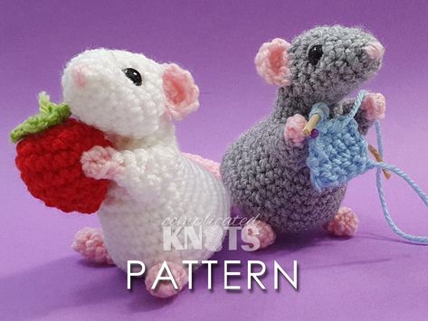 Crochet Pattern Rat With Strawberry please Read Before - Etsy UK Crochet Rat, Cow Pattern, Easy Crochet Patterns, Learn To Crochet, Crochet Patterns Amigurumi, Slip Stitch, My Youtube Channel, Cute Crochet, Diy Crochet