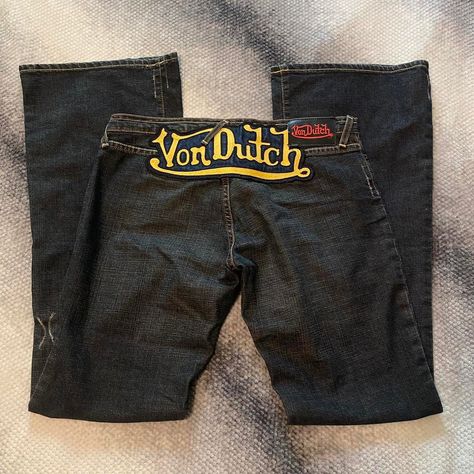 Von Dutch Pants, Von Dutch Jeans, Iconic 2000s, Fashion Vocabulary, Von Dutch, Wise Women, Camping Outfits, Mix Style, Low Rise Jeans