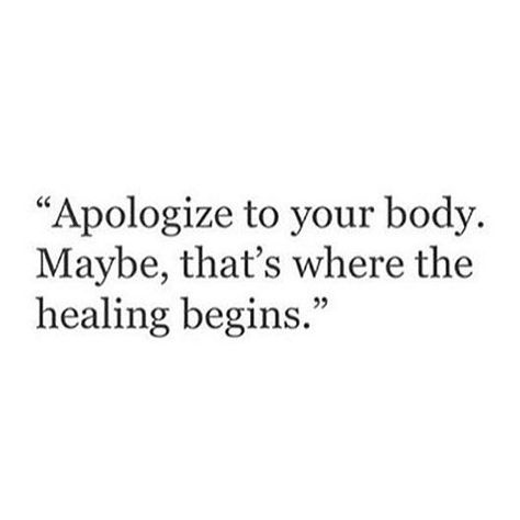 This speaks volumes. Your body deserves an apology. #sobriety #recovery Disorder Quotes, Image Positive, Body Positive Quotes, Recovery Inspiration, Phrase Quotes, Eft Tapping, Recovery Quotes, A Quote, Note To Self