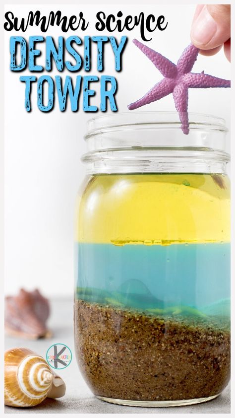 The summer is the perfect time for sneaking in some fun summer science experiments while having an outrageously fun time with a summer activity for kids! In this density tower, children will learn about the layers of the ocean as they make a simple beach science experiment. This beach theme preschool activities is perfect for pre-k, kindergarten, first grade, 2nd grade, 3rd grade, and 4th graders too.  You will love this clever ocean themed science experiments that is a cool twist on the classic Beach Science Activities Preschool, Ocean Science Experiments, Beach Science, Density Tower, Beach Theme Preschool, Balloon Science Experiments, Summer Science Experiments, Summer Activity For Kids, Layers Of The Ocean