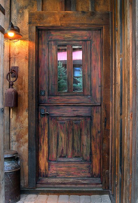 Dutch Door - La Puerta Originals Rustic Entry Doors, Mexican Doors, Rustic Entry, Rustic Barn Door, Cool Doors, Dutch Door, Carved Doors, Rustic Doors, Old Doors