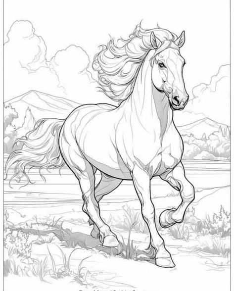 Princess On Horse, Horse Template, Horse Coloring Books, Wild Horse Pictures, Abstract Horse Art, Our Mindful Life, Horse Art Drawing, Horse Sketch, Japan Tattoo Design