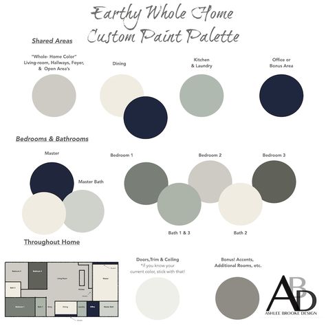 Sherwin Williams Premade Custom Earthy WHOLE HOME Paint - Etsy House Schemes, Kensal Rise, Home Paint Palette, Interior Paint Schemes, Interior Paint Palettes, Paint House, Hairstylist Branding, Interior Paint Colors Schemes, Home Paint Color