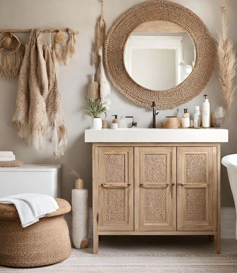 13 GORGEOUS Boho Bathroom Decor Ideas To Recreate! - hip&home Boho Bathroom Decor Ideas, Bohemian Color Palette, Warm Bathroom, Boho Bathroom Ideas, Boho Apartments, Bohemian Bathroom, Boho Bathroom Decor, Bathroom Color Schemes, Bamboo Bathroom