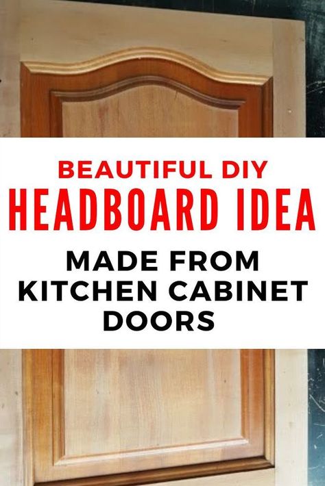 If you're looking for a wooden headboard but don't have the budget for one, you'll love this creative and unique headboard made from repurposed kitchen cabinet doors. Check out this tutorial to find out how you can make one of your own for just $50. #diy #headboard #unique Farmhouse Bedroom Set, Repurposed Kitchen, Cheap Holiday Decor, Restoration Hardware Style, Cheap Office Decor, Diy Headboard Upholstered, Unique Headboards, Diy Accent Wall, Diy Entryway