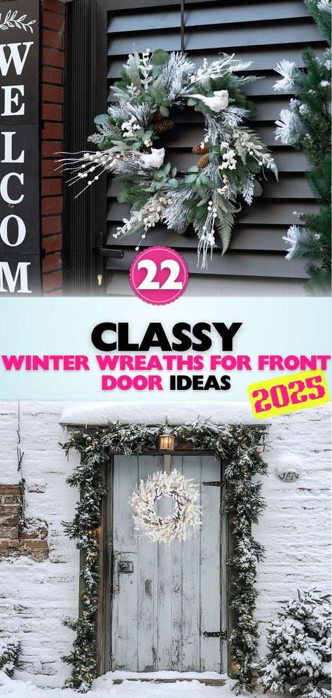 Elevate your front door decor with stunning winter wreaths, combining festive elements, creativity, and timeless designs for a gorgeous seasonal look. Winter Wreaths For Front Door, Front Door Decor Ideas, Door Decor Ideas, Front Door Ideas, Winter Wreaths, Door Ideas, Winter Wreath, Front Door Decor, Door Decor