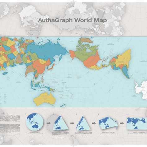 The AuthaGraph map designed by Hajime Narukawa. Accurate World Map, Continents And Oceans, Earth Map, Japanese Symbol, Area Map, Japanese Architect, Portland Maine, Learn Japanese, Map Design