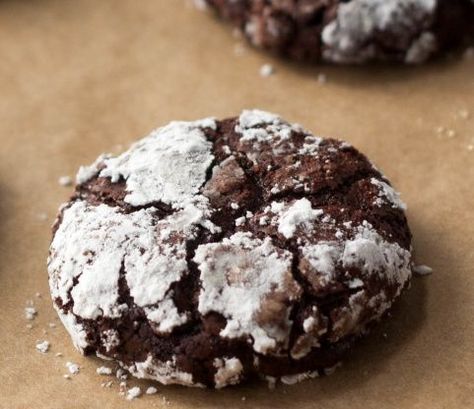 Flourless Deep Dark Chocolate Cookies Recipe - Food.com Fall Sides, Flourless Chocolate Cookies, Crinkle Cookies Recipe, Chocolate Crinkle, Fudge Cookies, Dark Chocolate Cookies, I Am Baker, Chocolate Crinkle Cookies, Chocolate Crinkles