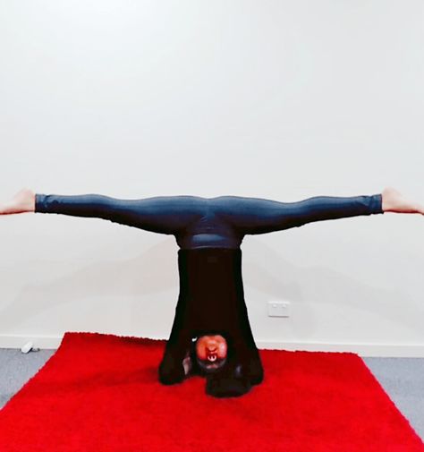 Headstand split Fun Instagram Yoga Challenge | Fitness | Health Fun Yoga Poses, Yoga Arm Balance, Peacock Pose, Gyan Mudra, Forearm Stand, Challenge Fitness, Butterfly Pose, Yoga Inversions, Wheel Pose