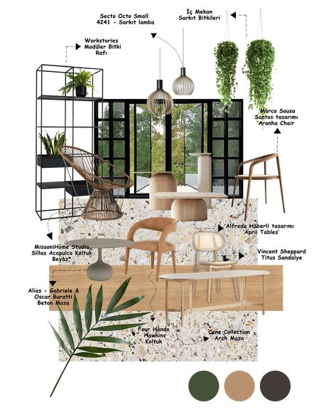 Interior Design Presentation Boards, Room Moodboard, Interior Presentation, Interior Design Portfolio Layout, Materials Board Interior Design, Interior Design Plants, Interior Design Classes, Tropical House Design, Mood Board Interior