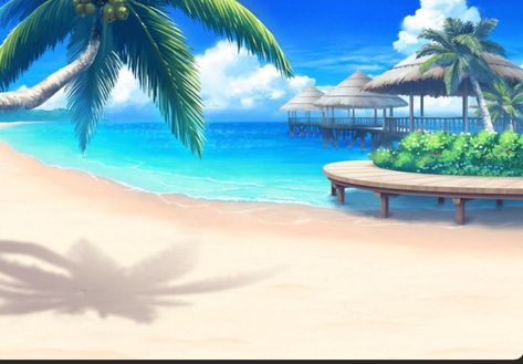 Anime Pool Background, Gacha Beach Background, Beach Anime Background, Anime Beach Background, Animated Beach, Tropical Beach Background, Beach Episode, Video Game Backgrounds, Gacha Backgrounds