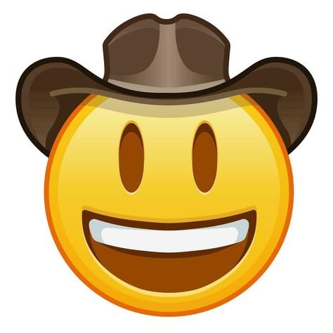 Emoji Smile, Yellow Emoji, The Cowboy, Cowboy Hat, Smiley, Cowboy Hats, Large Size, Vector Art, Cowboy