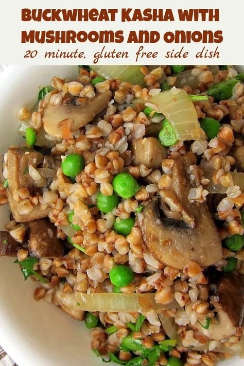 Kasha Recipes, Kasha Recipe, Buckwheat Recipes, Buckwheat Groats, Gluten Free Sides Dishes, Rice And Peas, Truffle Oil, Grain Foods, Sauteed Mushrooms