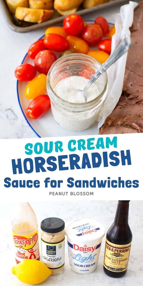 Sour Cream Horseradish Sauce Cream Horseradish Sauce, Sauce For Sandwiches, Homemade Horseradish Sauce, Horseradish Dip, Homemade Horseradish, Horseradish Cream Sauce, Creamy Horseradish Sauce, Peanut Blossoms, Fresh Horseradish