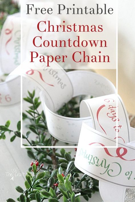 Christmas Countdown Paper Chain - a free printable template from the crazy craft lady Christmas Countdown Chain, Countdown Paper Chain, Christmas Paper Chain, Countdown Chain, Countdown Until Christmas, Christmas Countdown Printable, Christmas Paper Chains, Diy Christmas Paper, Christmas Lesson