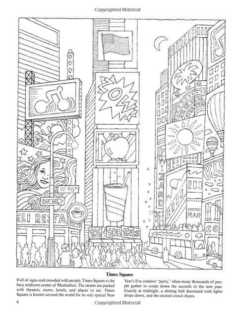 New York for Kids: 25 Big Apple Sites to Color (Dover Coloring Books): Patricia J. Wynne City Concept, Anatomy Coloring Book, Coloring Books For Adults, Paisley Color, Abstract Coloring Pages, New York Graffiti, Books For Adults, Apple Coloring, Printable Adult Coloring Pages