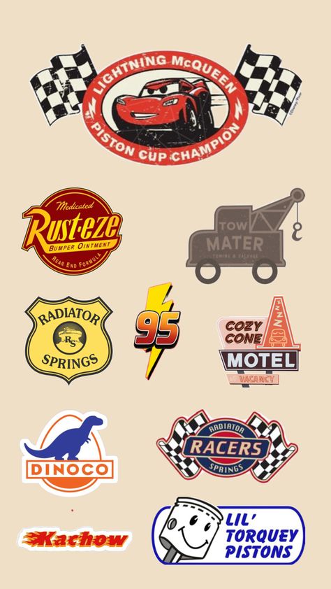 Disney Cars Aesthetic, Lightning Mcqueen Tattoo Ideas, Lightning Mcqueen Stickers, Lightning Mcqueen Costume, Flash Mcqueen, Disney Cars Movie, Car Symbols, Mcqueen Cars, Cars Logo