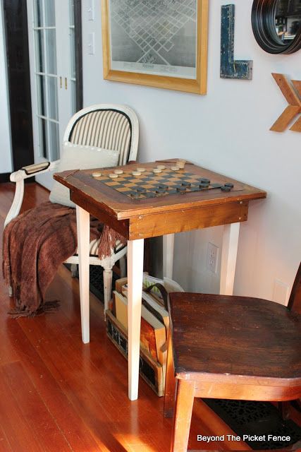 Diy Checkerboard Table, Painted Chess Table, Kansas Farmhouse, Checker Table, Checkers Table, Game Table And Chairs, Checkerboard Table, Checkered Table, Geek Room