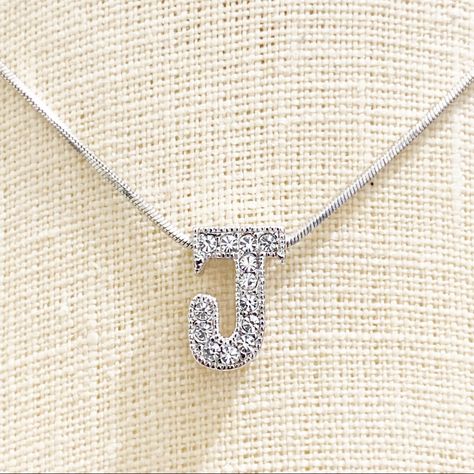 New With Tag Letter J Necklace Cheap, J Letter, Decent Wallpapers, J Necklace, Alphabet Letters Design, Letters Design, Snake Chain Necklace, Cheng Xiao, Cz Pendant