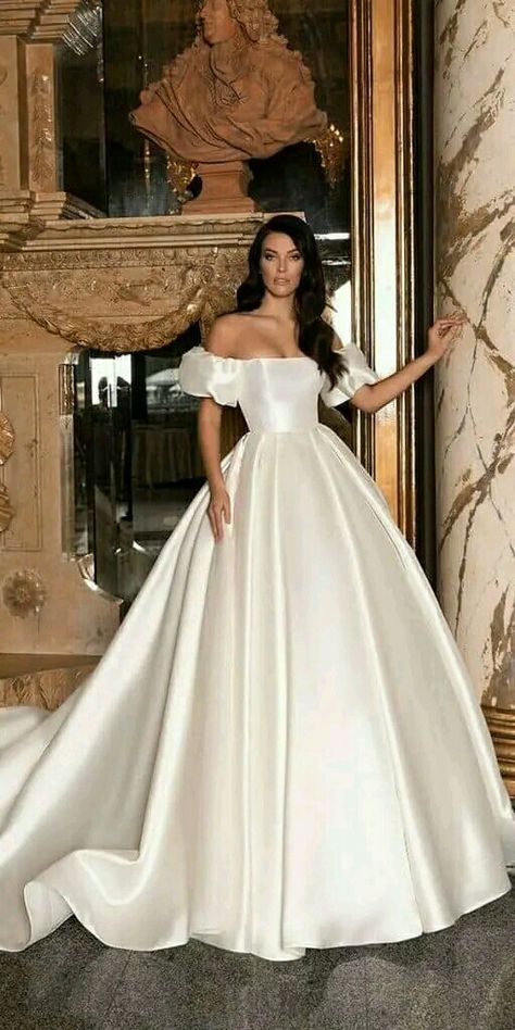 Satin Wedding Dress Ballgown, Wedding Dress Ballgown, Satin Ball Gown Wedding Dress, Simple Satin Wedding Dress, Satin Ballgown, Simple Satin, Simple Wedding Dresses, Satin Ball Gown, Ball Gown Dress