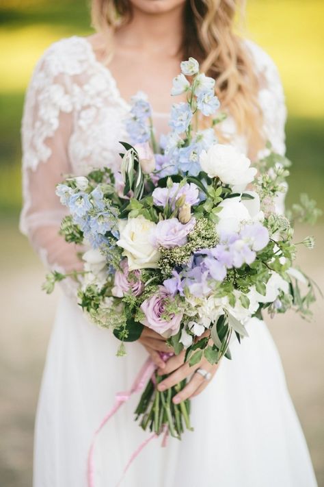 Sweet Pea Bridal Bouquet, Bohemian Wedding Bouquet, Purple Bridal Bouquet, Chic Vintage Brides, Summer Wedding Bouquets, Boho Wedding Flowers, Unique Wedding Flowers, Lilac Wedding, Purple Wedding Flowers